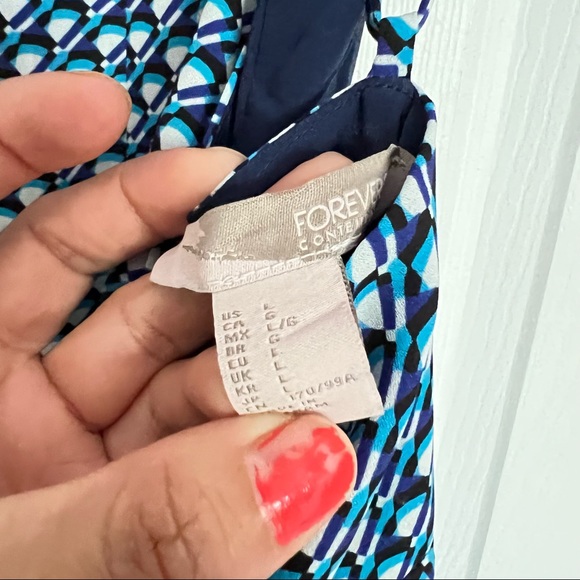 Forever 21 | Blue Fit And Flare Printed Chiffon Dress - Picture 9 of 10